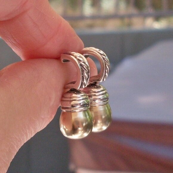 Rare & Retired David Yurman Hampton Gold Ball Earrings - 14K/925 - DY Backs - Picture 4 of 9